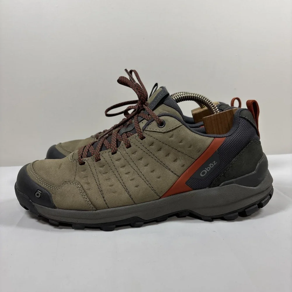 Oboz Sypes Mens 9.5 Low Top Brown Leather B-Dry Trail Hiking Shoes Waterproof